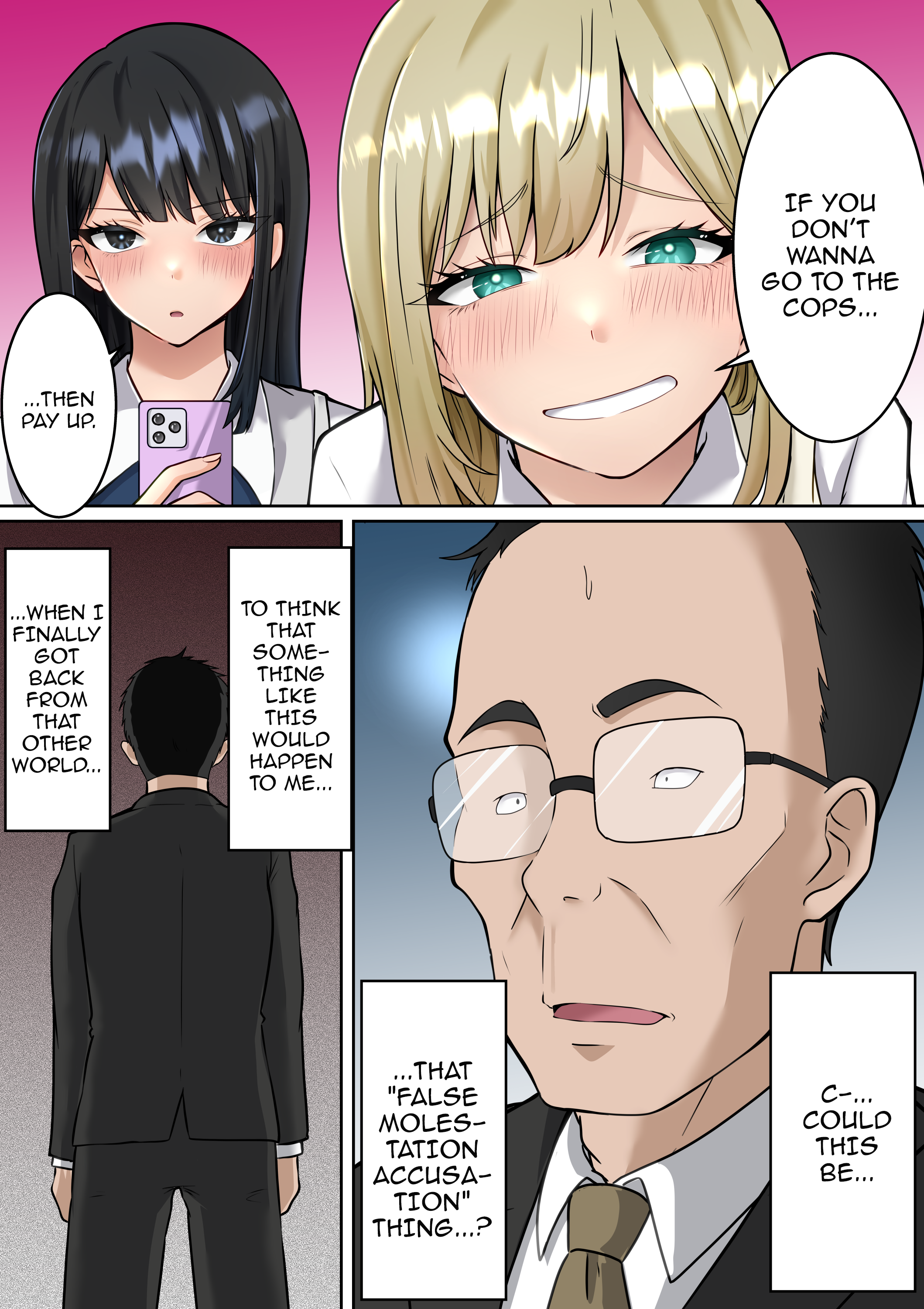 Hentai Manga Comic-Story About An Old Man That Just Returned From Another World Who Is Falsely Accused of Sexual Assault By A Couple Of Schoolgirls So He Takes Revenge On Them Using Hypnosis Magic-Read-4